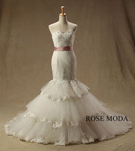 Load image into Gallery viewer, Rosemoda-mermaid-wedding-dress-with-removable-bolero-b.jpg
