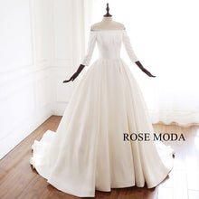 Load image into Gallery viewer, Rosemoda-three-quarter-sleeve-satin-ball-gown-wedding-dress-b.jpg
