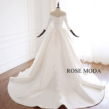 Load image into Gallery viewer, Rosemoda-three-quarter-sleeve-satin-ball-gown-wedding-dress-c.jpg
