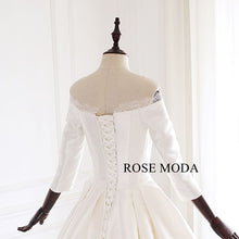 Load image into Gallery viewer, Rosemoda-three-quarter-sleeve-satin-ball-gown-wedding-dress-e.jpg
