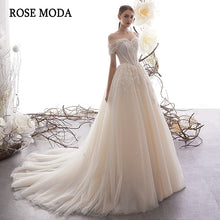 Load image into Gallery viewer, RosemodaOffShoulderLaceWeddingDressLaceUpBackCustomMake-a.jpg
