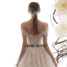 Load image into Gallery viewer, RosemodaOffShoulderLaceWeddingDressLaceUpBackCustomMake-e.jpg
