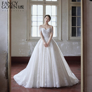 Rosemoda Embroidered Lace Illusion Ball Gown Wedding Dress