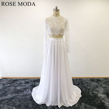 Load image into Gallery viewer, rosemoda-2-pieces-lace-chiffon-wedding-dress-a.jpg
