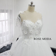 Load image into Gallery viewer, rosemoda-3D-lace-long-sleeve-ball-gown-wedding-dress-d.jpg
