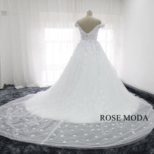 Load image into Gallery viewer, rosemoda-3d-lace-flower-ball-gown-wedding-dress-f.jpg
