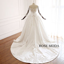 Load image into Gallery viewer, rosemoda-Three-Quarter-sleeve-lace-satin-ball-gown-wedding-dress-c.jpg
