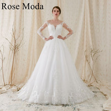 Load image into Gallery viewer, rosemoda-a-line-lace-weddingdress-a-front
