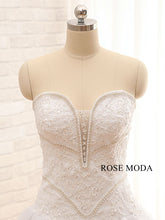 Load image into Gallery viewer, Rosemoda Plunging Sweetheart Neckline Dropped A Line Wedding Dress With Delicate Beaded Lace Appliques
