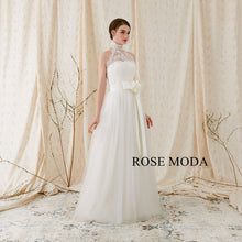 Load image into Gallery viewer, Rosemoda Elegant Halter A Line Wedding Dress with Slight-V Back
