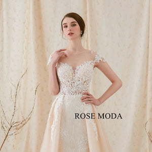 Rosemoda Sheath Lace Wedding Dress with Removable A Line Skirt