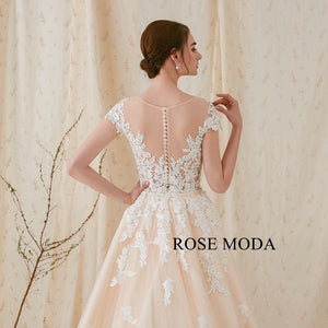 Rosemoda Sheath Lace Wedding Dress with Removable A Line Skirt