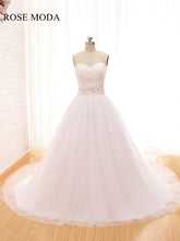 Load image into Gallery viewer, Rosemoda Ruched Bodice Ball Gown Wedding Dress with Delicate Beading at Waist
