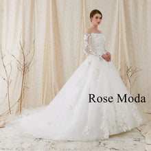 Load image into Gallery viewer, Rosemoda Off-the-shoulder Long Sleeve Ball Gown Wedding Dress
