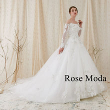 Load image into Gallery viewer, Rosemoda Off-the-shoulder Long Sleeve Ball Gown Wedding Dress
