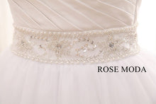 Load image into Gallery viewer, Rosemoda Ruched Bodice Ball Gown Wedding Dress with Delicate Beading at Waist
