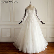 Load image into Gallery viewer, rosemoda-bateau-neckline-lace-a-line-wedding-dress-with-long-sleeve-a.jpg
