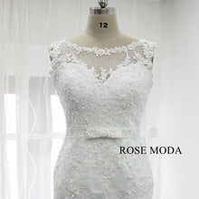 Load image into Gallery viewer, rosemoda-beaded-lace-mermaid-wedding-dress-with-detachable-cape-e.jpg
