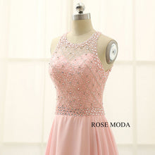 Load image into Gallery viewer, rosemoda-beaded-pink-chiffon-a-line-prom-dress-e.jpg
