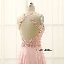 Load image into Gallery viewer, rosemoda-beaded-pink-chiffon-a-line-prom-dress-f.jpg
