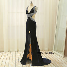 Load image into Gallery viewer, rosemoda-beaded-velvet-slit-prom-dress-b.jpg
