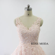 Load image into Gallery viewer, rosemoda-blush-lace-organza-ball-gown-wedding-dress-b.jpg
