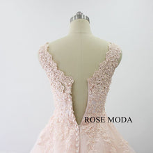 Load image into Gallery viewer, rosemoda-blush-lace-organza-ball-gown-wedding-dress-e.jpg
