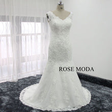 Load image into Gallery viewer, rosemoda-cap-sleeve-beaded-lace-mermaid-wedding-dress-b.jpg
