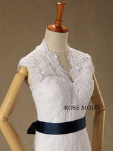 Load image into Gallery viewer, rosemoda-cap-sleeve-chantilly-lace-mermaid-wedding-dress-e.jpg
