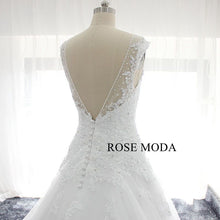 Load image into Gallery viewer, rosemoda-cap-sleeve-curved-v-neck-dropped-a-line-wedding-dress-g.jpg
