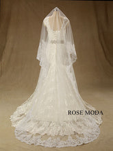 Load image into Gallery viewer,     rosemoda-cap-sleeve-lace-mermaid-wedding-dress-with-detachable-crystal-blet-d.jpg
