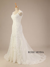 Load image into Gallery viewer, rosemoda-cap-sleeve-lace-trumpet-wedding-dress-b.jpg
