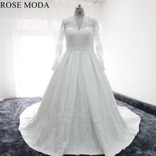 Load image into Gallery viewer, rosemoda-cap-sleeve-long-sleeve-lace-satin-ball-wedding-dress-a.jpg
