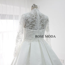 Load image into Gallery viewer, rosemoda-cap-sleeve-long-sleeve-lace-satin-ball-wedding-dress-g.jpg
