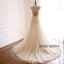 Load image into Gallery viewer, rosemoda-champagne-a-line-wedding-dress-c.jpg
