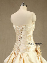 Load image into Gallery viewer, rosemoda-champagne-lace-taffeta-ball-gown-wedding-dress-f.jpg
