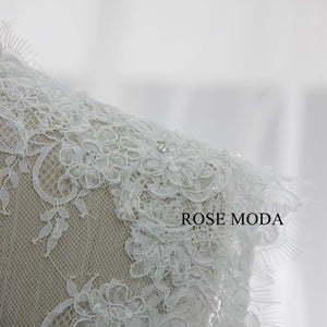 Rosemoda Beaded Chantilly Lace A Line Wedding Dress With Removable Crystal Belt