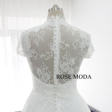 Load image into Gallery viewer, rosemoda-chantilly-lace-short-sleeve-a-line-wedding-dress-g.jpg
