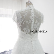 Load image into Gallery viewer, rosemoda-chantilly-lace-short-sleeve-a-line-wedding-dress-h.jpg
