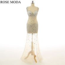 Load image into Gallery viewer, Rosemoda Illusion Crystal Prom Dress Nightclub Dress
