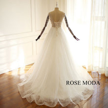 Load image into Gallery viewer,      rosemoda-delicate-beading-long-sleeve-a-line-wedding-dress-c.jpg
