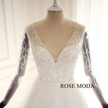 Load image into Gallery viewer, rosemoda-delicate-beading-long-sleeve-a-line-wedding-dress-f.jpg
