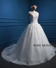 Load image into Gallery viewer, Rosemoda Scallop Bateau Neckline Dropped Waist Ball Gown Wedding Dress
