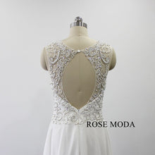 Load image into Gallery viewer, rosemoda-elegant-beaded-chiffon-wedding-dress-f.jpg
