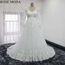 Load image into Gallery viewer, rosemoda-empire-long-sleeve-lace-wedding-dress-a.jpg
