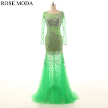 Load image into Gallery viewer, rosemoda-green-long-sleeve-beaded-illusion-mermaid-prom-dress-a.jpg
