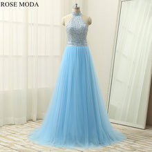 Load image into Gallery viewer, rosemoda-halter-beaded-blue-a-line-prom-dress-a.jpg
