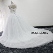 Load image into Gallery viewer, rosemoda-heavy-beaded-ball-gown-wedding-dress-with-detachable-lace-bolero-h.jpg
