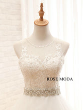 Load image into Gallery viewer, Rosemoda Illusion Lace Ball Gown Wedding Dress With Crystal Belt
