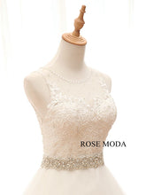 Load image into Gallery viewer, Rosemoda Illusion Lace Ball Gown Wedding Dress With Crystal Belt
